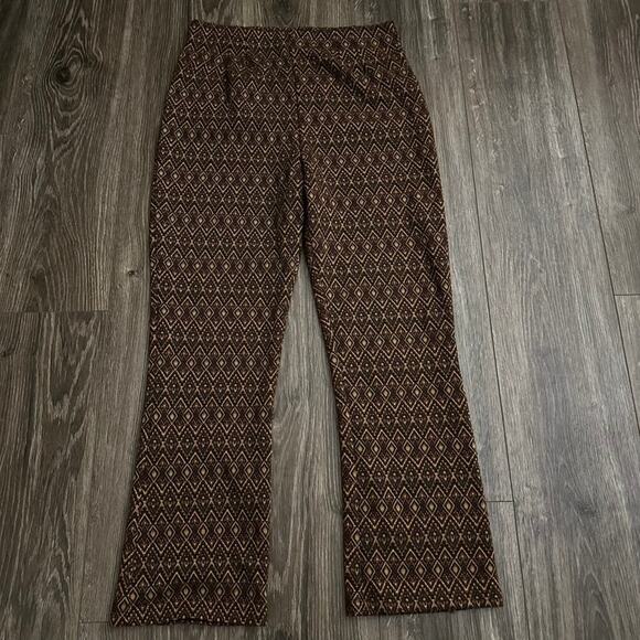 Free People Womens Brown High Rise Jacquard Printed Cropped Pants Y2K 12 - Picture 1 of 7